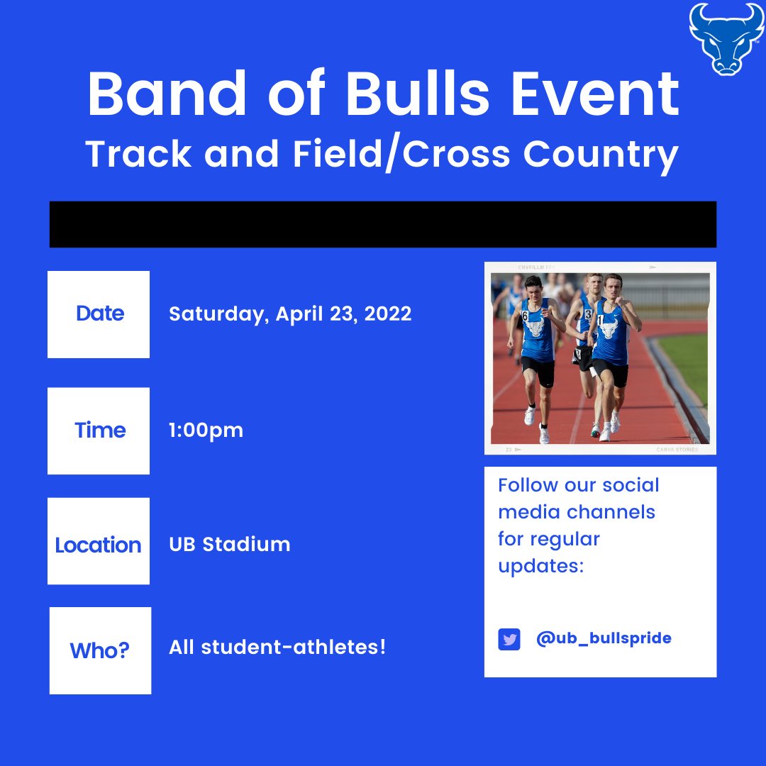 Make sure to come support at our Band of Bulls Event tomorrow for <a href="/UB_XCTF/">UB Track/XC</a> ! 🤘