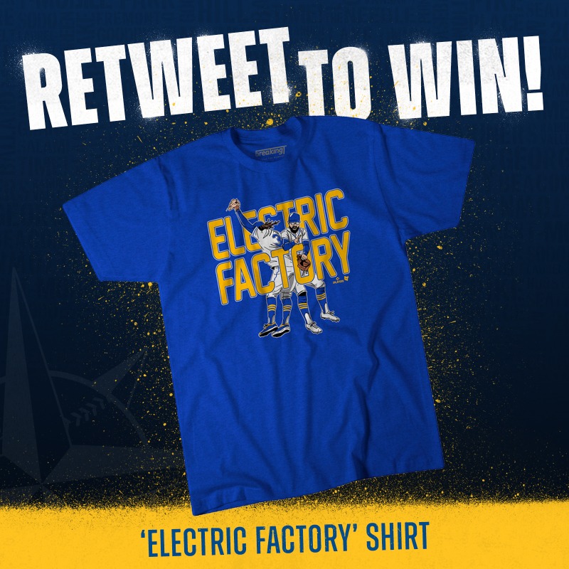 Mariners's tweet photo. ⚡ RT TO WIN ⚡ 

Just hit that retweet button for a chance to win an Electric Factory t-shirt, available exclusively in the @MarinersStore at @TMobilePark starting tomorrow.