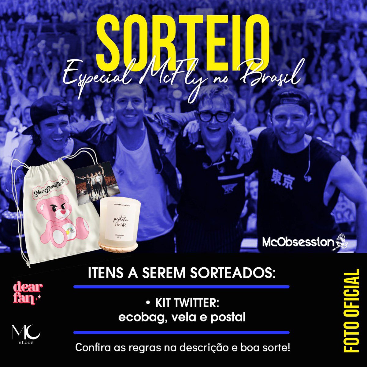 McObsession's tweet photo. Mais um sorteio pra vcs! 🥳💖

🔴 REGRAS 🔴

• Seguir @mcobsession, @moonlightcstore, @dearfanstore 
• Dar RT&amp;fav nesse post;
• Marcar um amigo nos coments;
• Usar no perfil nosso twibbon de McFly no Brasil: https://t.co/FoWKcXWPNi

Sorteio será dia: 29.04.22!
Boa sorte! 🍀 https://t.co/0UYi3Kp2Av