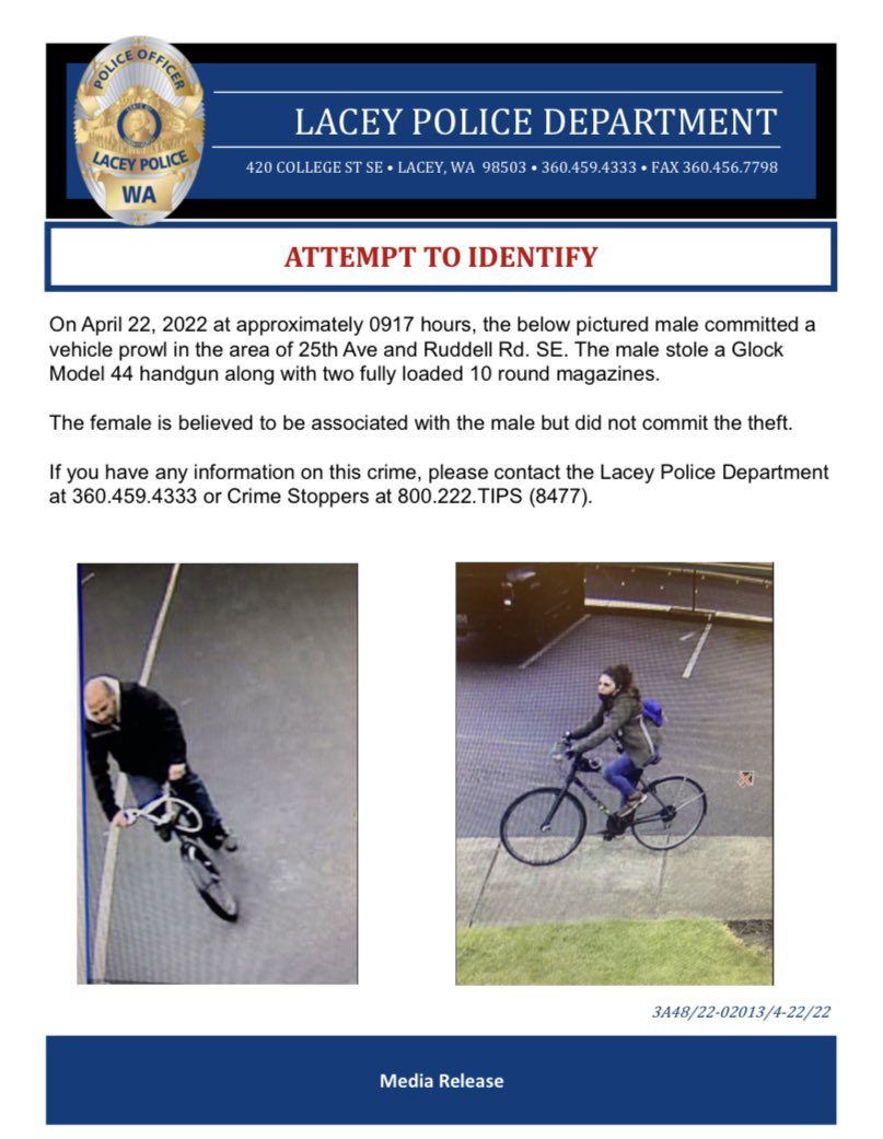 🚨Do you recognize either of these people?🚨If you have any information, please call us at: (360) 459-4333 or Crime Stoppers at: 800-222-TIPS and reference case 2022-2013. #AttemptToID #PleaseHelp #LaceyUnited #LaceyPD
