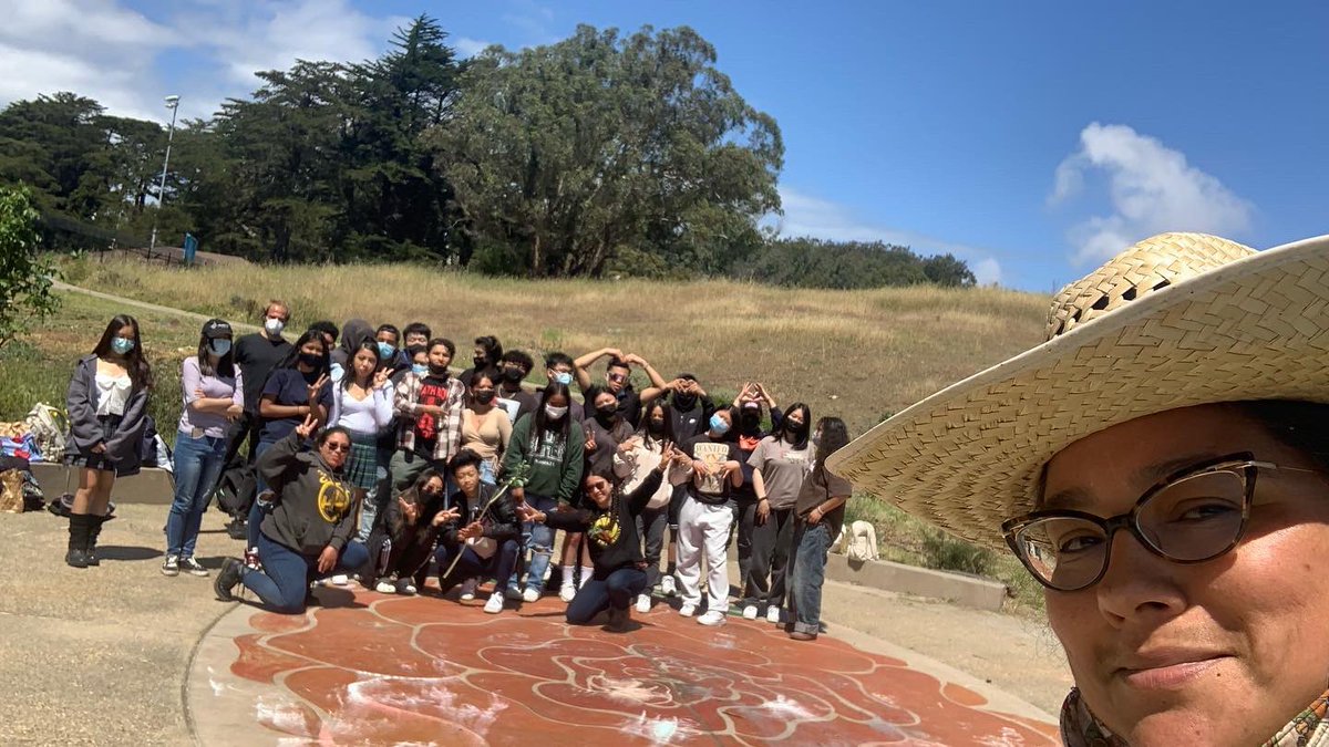 PODERSF's tweet photo. At #HummingbirdFarm, Earth Day is everyday. We honor & give thanks to mama earth every day. Grateful for the hands from Balboa HS, Guadalupe School, SF Community School who joined us to learn about #ClimateJustice & connect to our land based ancestral roots. #Tlazocamatli. https://t.co/BLhAiTF7YI