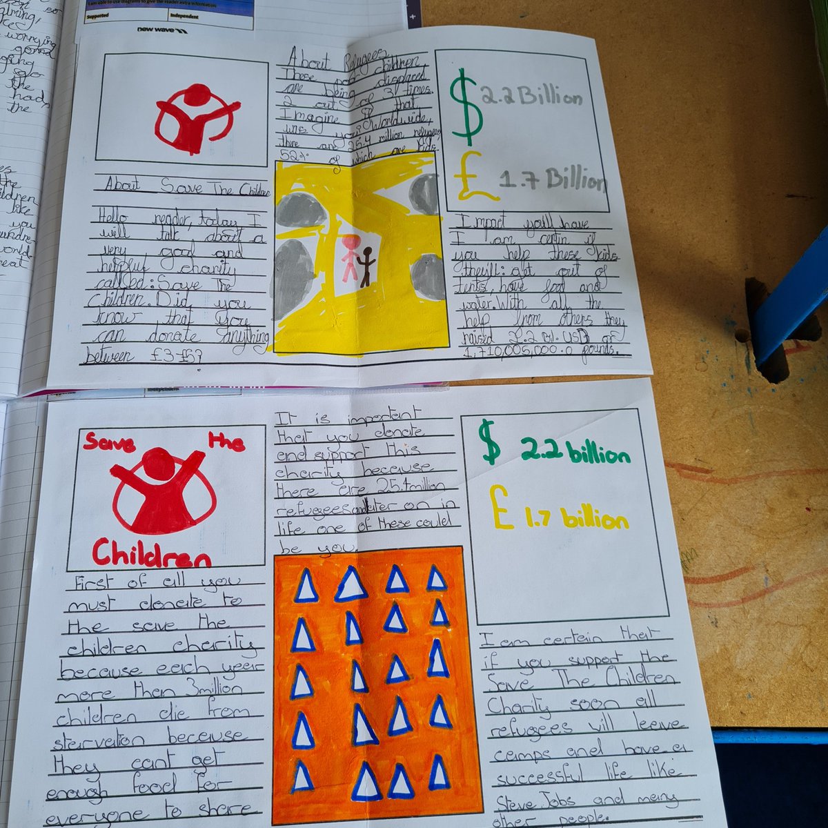 missgailno1's tweet photo. This week @woodberrydownN4  it has been writing week and 5W are reading 'When Stars are Scattered', based on two refugee brothers. They created persuasive leaflets based on our book. @NewWaveFed  How amazing are these leaflets @RachelOnyeanusi #year5 #talented https://t.co/0X2mRiwJmR