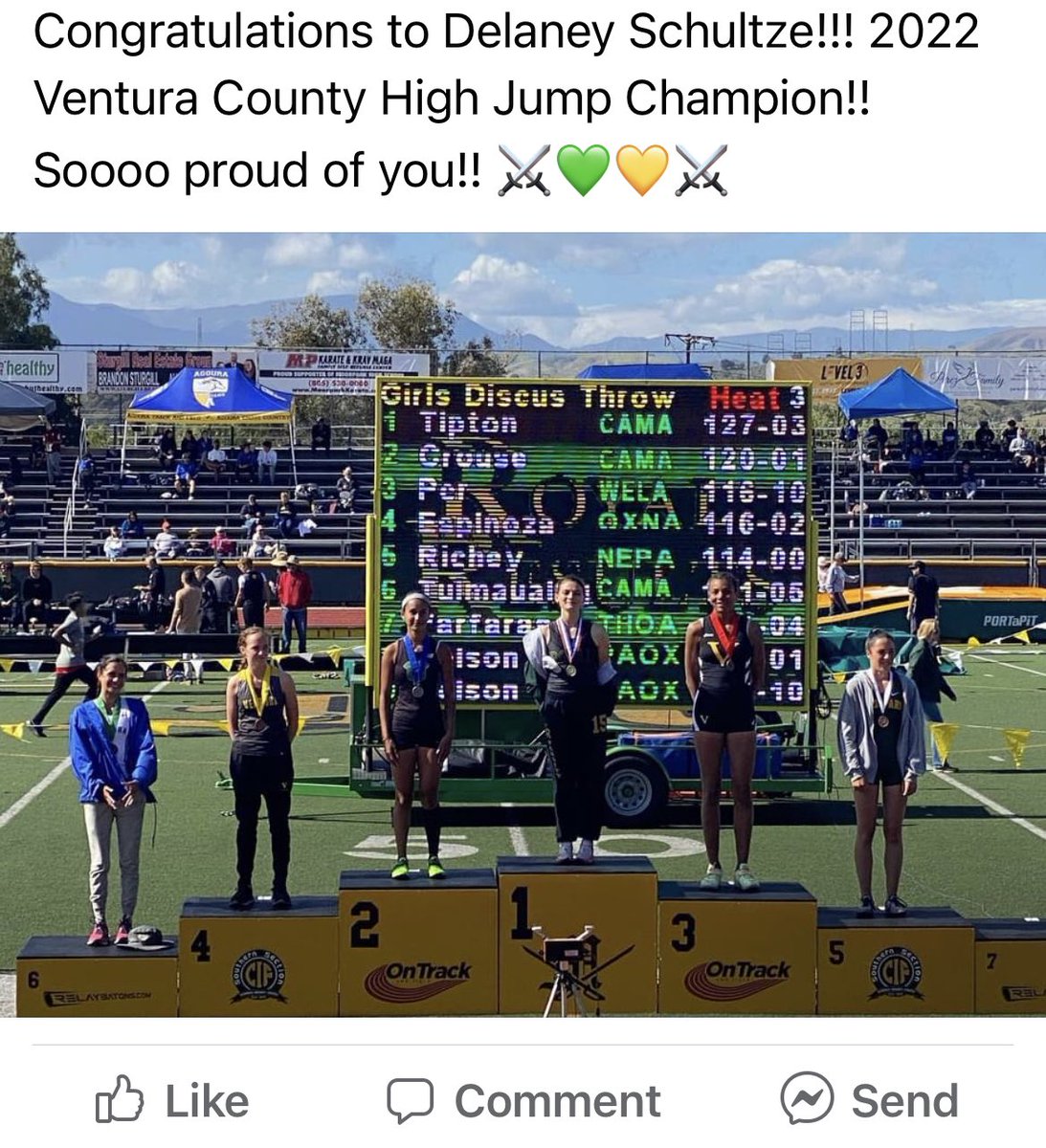SSRubyGarnet's tweet image. @DSchultze15 wins the Ventura County Championships in High Jump. @Royaltrack1 @AthleticsRoyal @kimchiappetta  @DerryEads @vcspreps @TheAcornSports @CUBuffsTrack