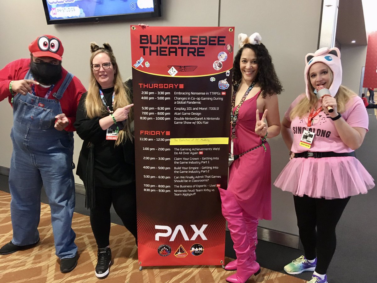 mzsylver's tweet photo. Who are we seeing at 8:30 pm at the Bumblebee Theatre @pax #NintendoFeud #Pokemon #Kirby https://t.co/QtdxbkkcKK