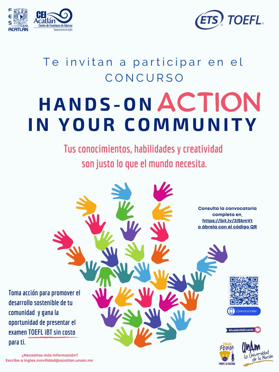 FES_ACATLAN's tweet photo. Atención comunidad: Participa en el concurso "Hands-On Action in Your Community". 

Los ganadores obtendrán una beca para realizar la certificación internacional de inglés TOEFL iBT.

Más información en: https://t.co/7kj95HcFYS https://t.co/LVeirfh2HQ