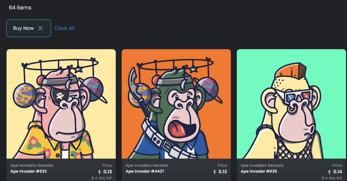 toddpackereth's tweet photo. 64 of 5500 listed.. @TheApeInvaders community is unmatched. https://t.co/2sdSxUiSlN
