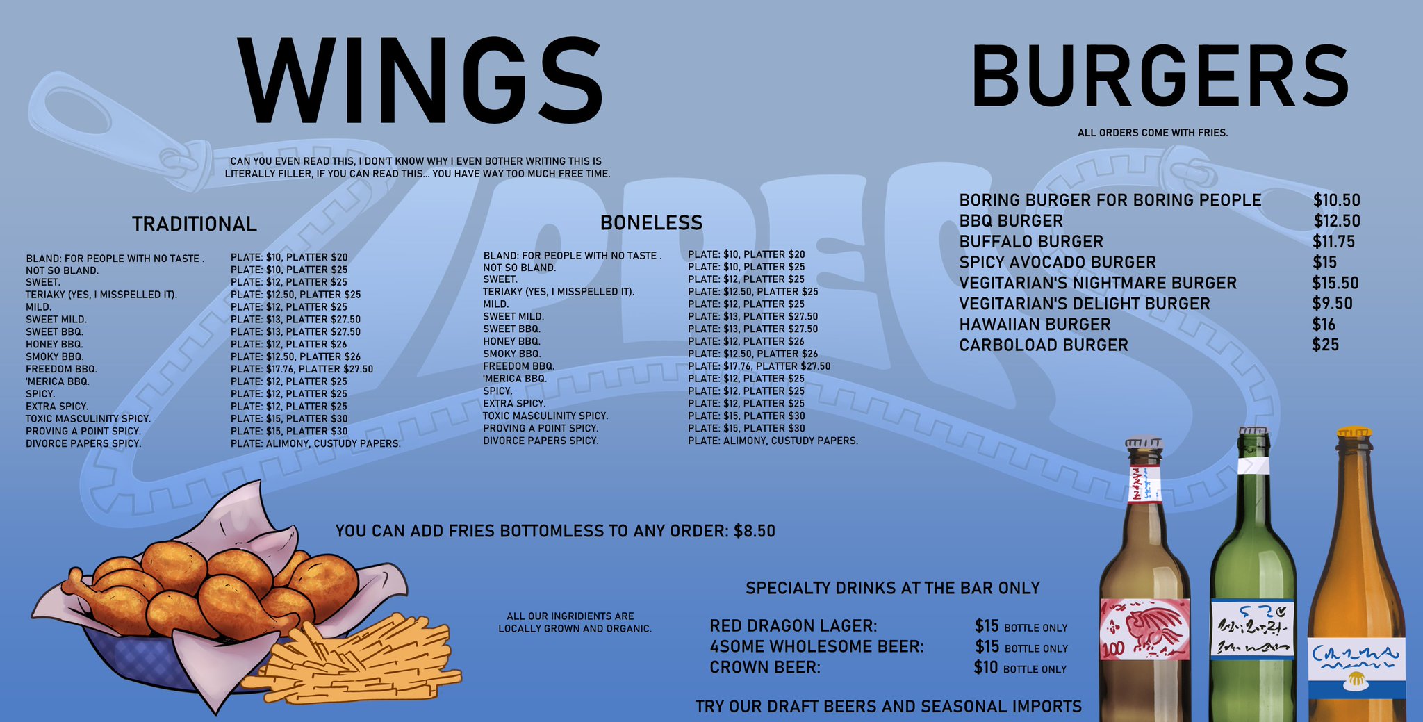 Zippers Restaurant on Twitter "Zippers Menu I feel like we may need