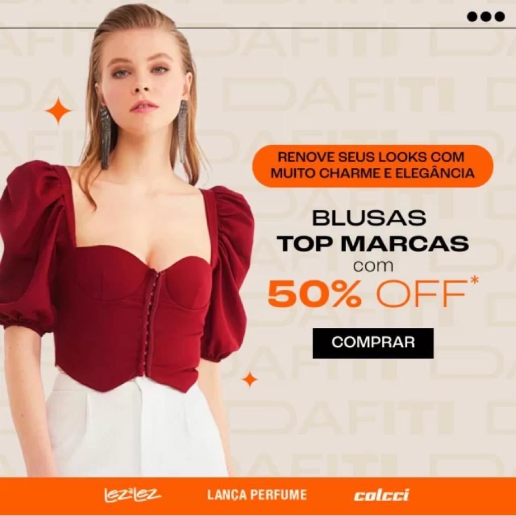 dafiti_brasil's tweet photo. PROMO*ALERTA 🚨 OFERTA RELÂMPAGO: BLUSAS TOP MARCAS ATÉ 50% OFF** 🚀 Tudo no link especial https://t.co/EHeAuMrji2 📲🛍️😎 Oferta limitada. Só vem!!! #dafiti #PrecinhosLovers 🚨 #Lezalez #Colcci #LançaPerfume
Conforme REGULAMENTO* SITE. Imagens apenas ilustrativas. https://t.co/uPV5qdjUR5