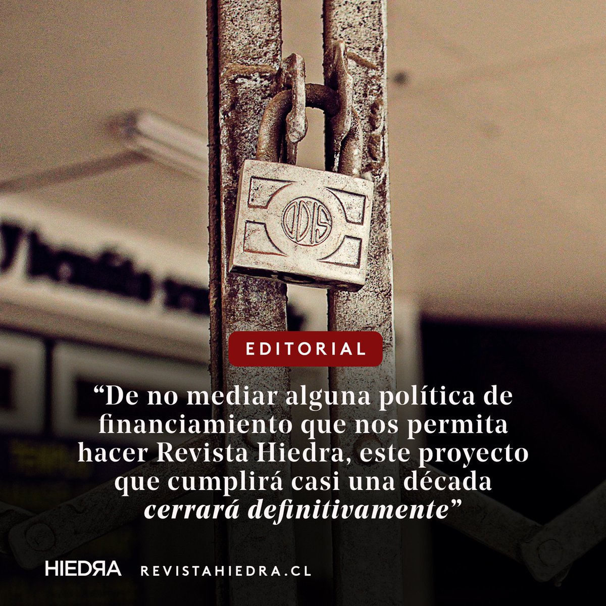 La noticia que no queriamos dar 💔: como medio hemos logrado sobrevivir a la pandemia, pero hoy atravesamos una situación terminal como equipo humano detrás del proyecto de Hiedra.

Link e Hilo 🧵😔

revistahiedra.cl/editorial/edit…
