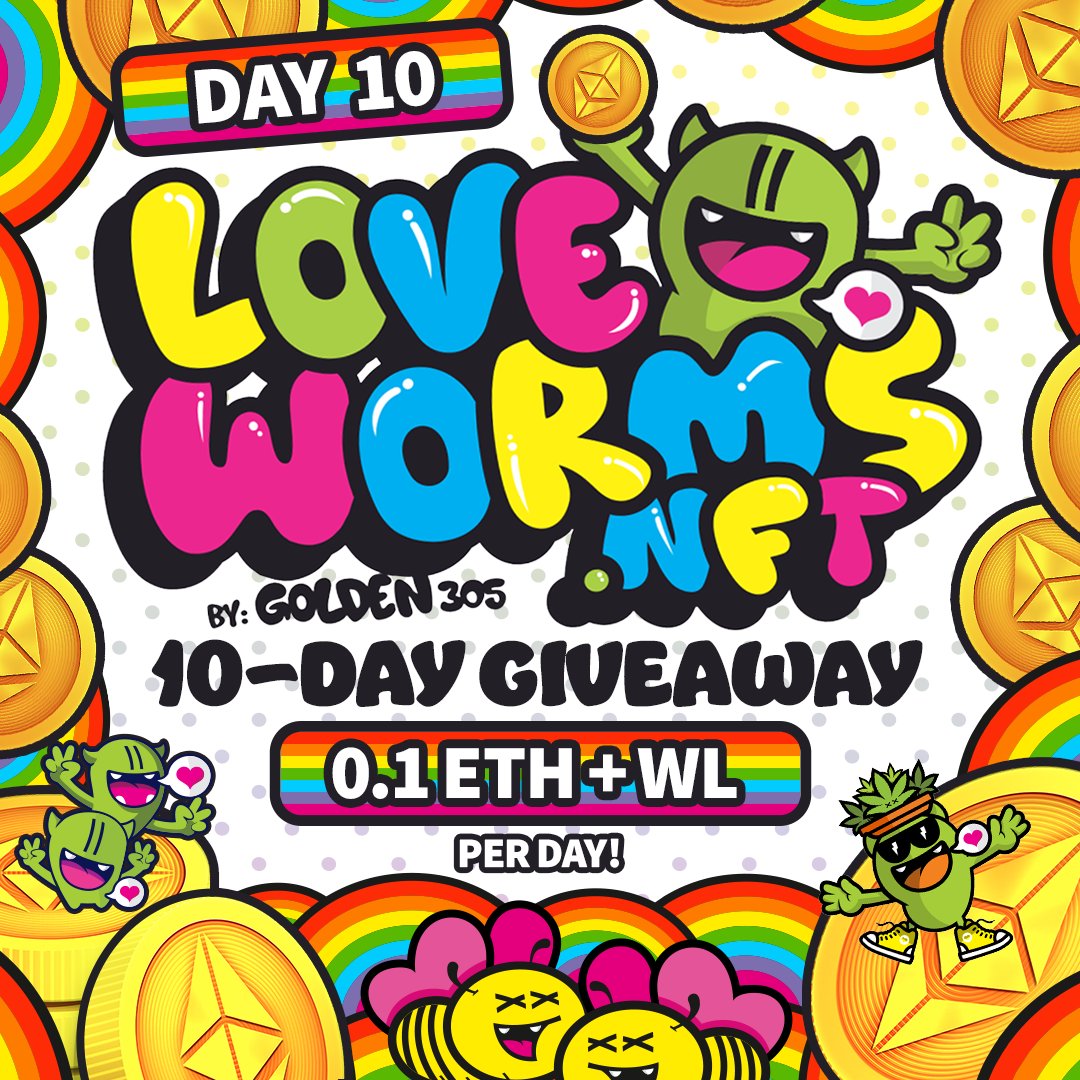 📢LAST CHANCE TO WIN📢

It's the last day we will be giving away a WL spot for The Loveworms AND 0.1 ETH to a lucky winner! What are you waiting for?! Enter below!

Rules ⤵
1️⃣Follow <a href="/TheLovewormsNFT/">The Loveworms NFT</a>
2️⃣Like &amp; Retweet
3️⃣Tag three friends

#Loveworms #SpreadLove #NFTCommunity