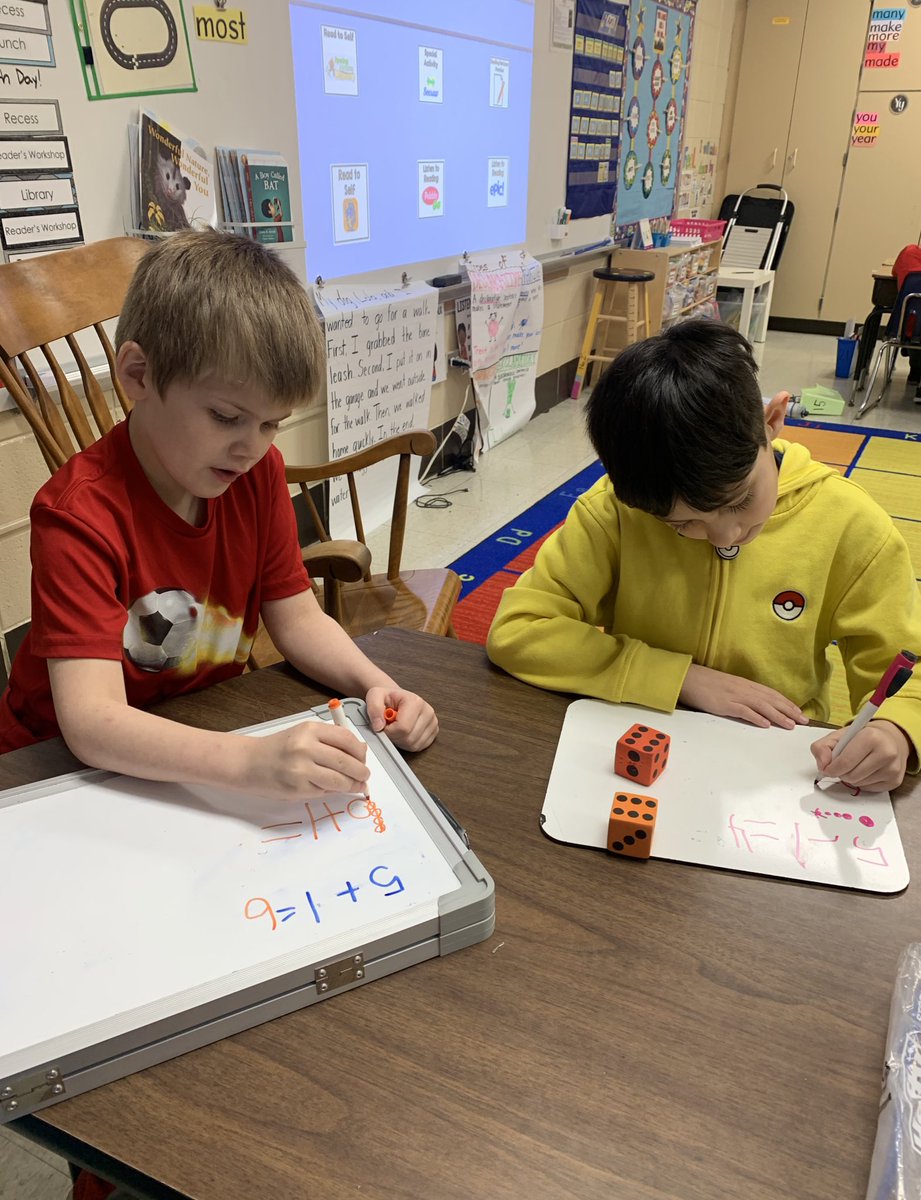 When you’re subbing in first grade, you invite a friend from another class to join for WIN/intervention time! 🎲🔢 #sd113a #owstrong #teamwork