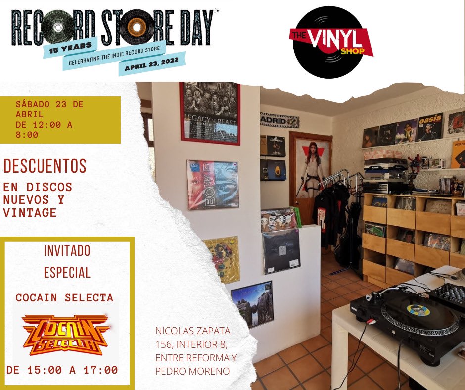 📍 The Vinyl Shop 
#RSD22 en SLP 🔥 Descuentos y como invitado especial Cocain Selecta 🔥