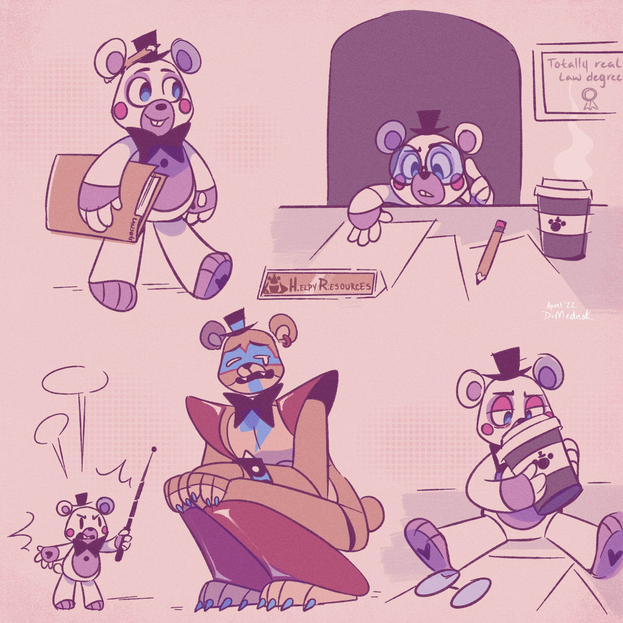 ✂ Medrick ✂ on X: Fanart// FNAF sister location emotional support bear and  his emotional support puppet  / X