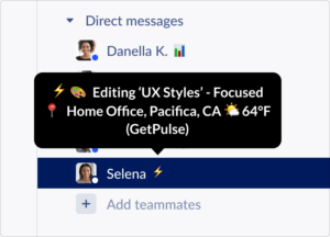 GetPulseTeam's tweet photo. Our new Pulse v1.2 update introduces our📍Places feature.  Share where you’re working from automatically in your @SlackHQ status!  Let your team know when you're working at the office, home, favorite coffee shop, even a campus conference room. #HybridWork https://t.co/WeBtUhYkL6 https://t.co/1Pt3TBObPi