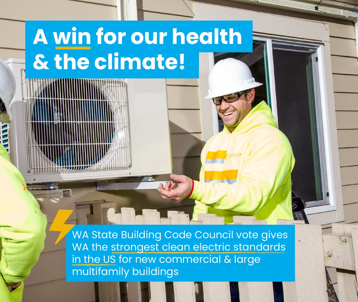 #EarthDay news! #WA just took the strongest action in the nation for heating new commercial buildings with clean electricity. #BuildElectricWA
