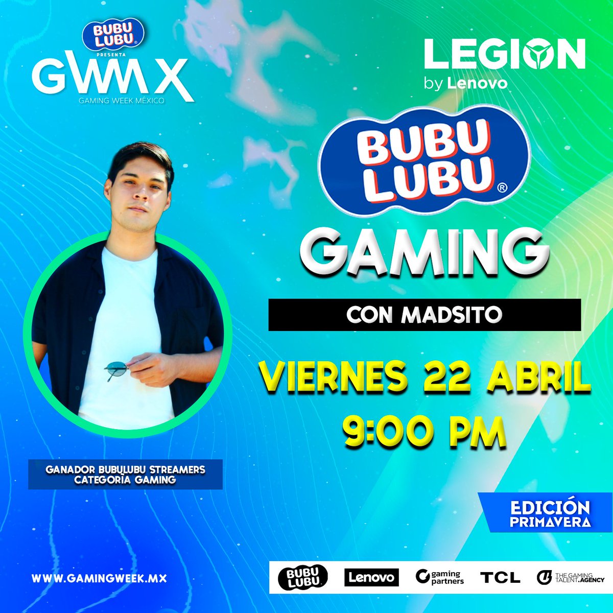 GamingWeekMX's tweet photo. #Madsito, otro de los ganadores de Bubulubu Streamers llega a #GamingWeekSpring22. No te pierdas su participación a las 9:00 pm.
Legion 5 by @LenovoLatam: elegante por fuera, salvaje por dentro. 🔥
✅ Clic aquí: https://t.co/nELLXfC3Ob
#LenovoEnGamingWeek https://t.co/lFFqekfIg6