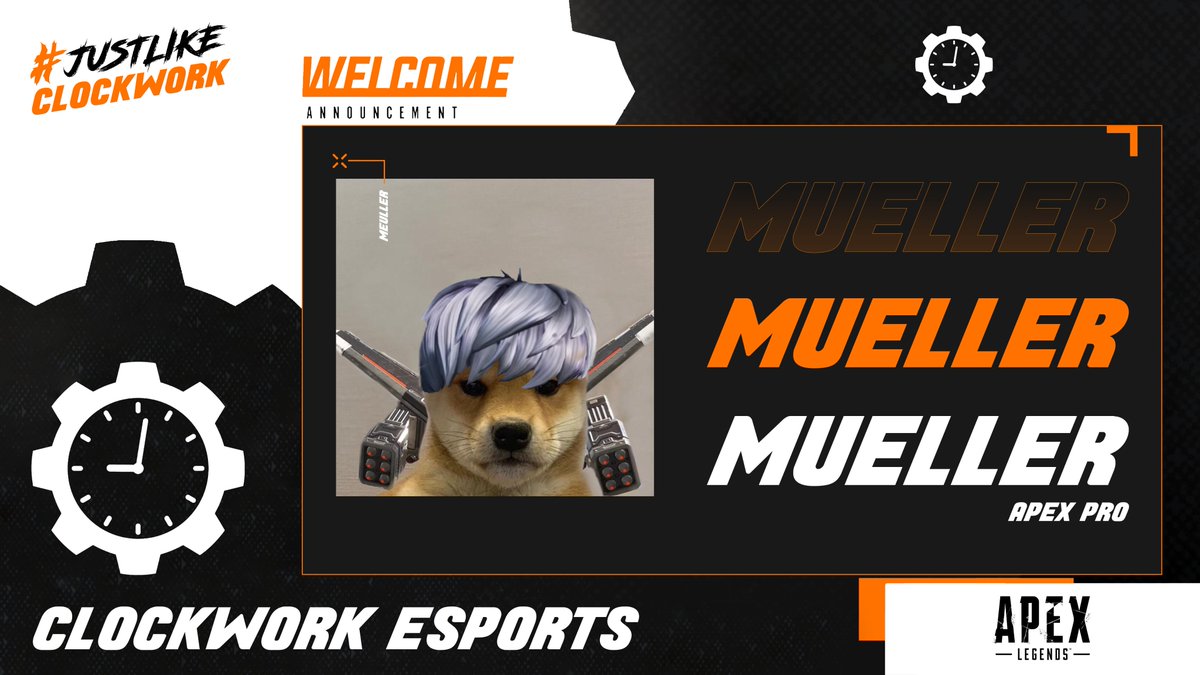 clockworkclwk's tweet photo. 🚨 PLAYER ANNOUNCEMENT 🚨
Welcome
@CLWK_mueller
to Clockwork as our new #ApexLegends Pro Player.
#JustLikeClockwork https://t.co/o42bhFKXRO
