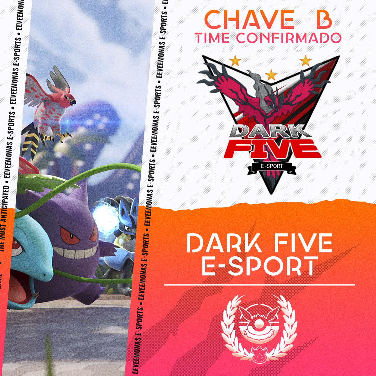 Dark5oficial's tweet photo. E aí família, passando aqui para avisar que amanhã nossa equipe vai está jogando o camp Aquecimento Eeveemonas, todos os jogos irão ser transmitidos na Twitch logo mais informo o link!!!

#PokemonUNITED #GoD5 #Esport https://t.co/EiAByMud9Q