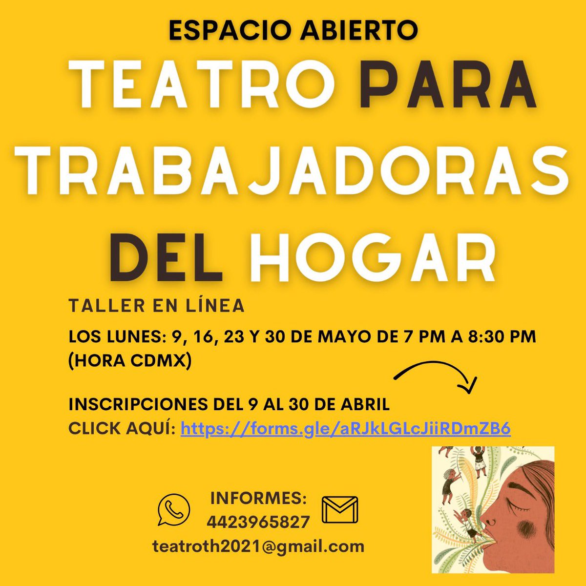 Ya está abierta la nueva convocatoria para el Espacio Abierto para Trabajadoras del hogar de <a href="/LaCasadelTeatro/">La Casa del Teatro</a> . Las experiencias anteriores han resultado hermosas. Es totalmente gratuito. Aquí la información. ⬇️