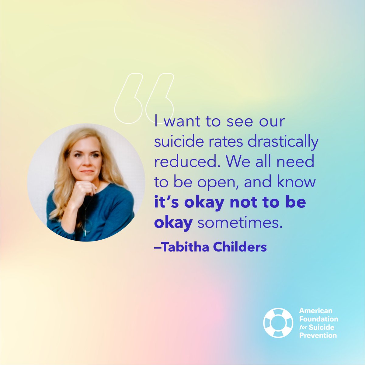 t's okay not to be okay.

We 100% agree with Tabitha Childers of @AFSPArkansas 💙 
#NationalVolunteerWeek