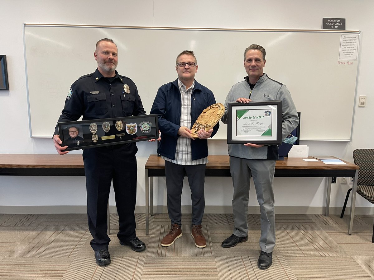 Today we celebrated the positive impact Lt. Mark Thorpe made the <a href="/UofNorthDakota/">U of North Dakota</a> &amp; <a href="/GrandForksCity/">GrandForksCity</a> communities! Lt. Thorpe is now retired after serving 21 years with the #BestCopsAround! Thank you for everything Mark! #UNDProud