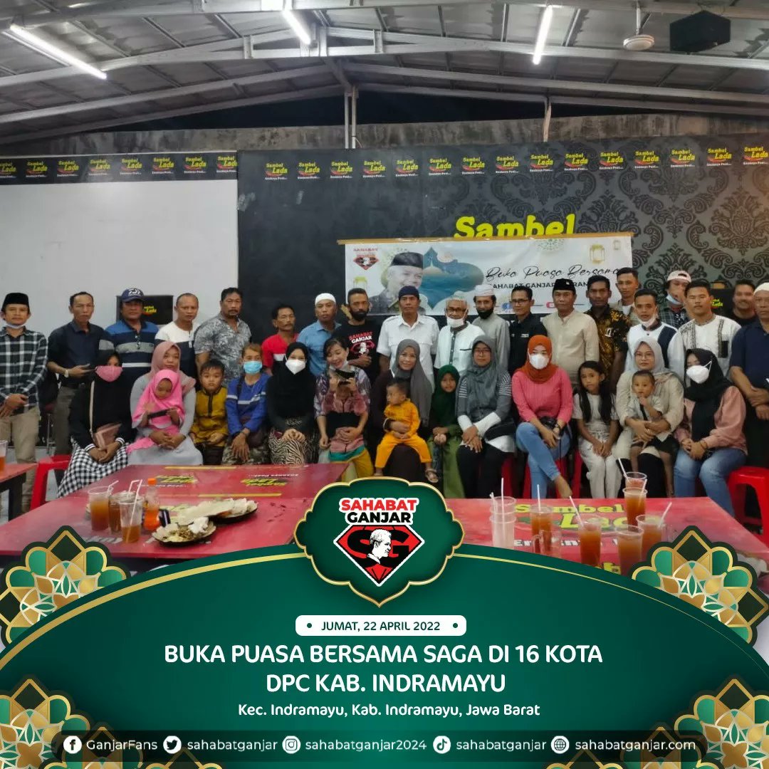 GanjarIndramayu's tweet photo. Bertempat di RM Sambel Lada
Jl. Jend. Sudirman No.27, Lemahabang,Indramayu. DPC Sahabat Ganjar Indramayu menggelar buka puasa bersama.

Besar harapannya dengan acara buka puasa bersama dapat memperkuat sinergi antar relawan.

#sahabatganjar #ganjarpranowo #Ganjar #Ramadhan https://t.co/0X57gKDJ3S