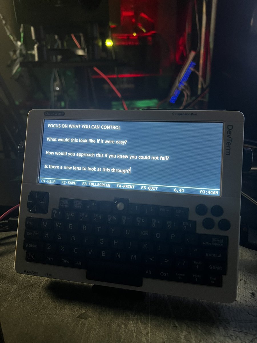 OM3_OPR's tweet image. Using the #devterm as a thought machine is rad. I collect questions and prompts that I like and keep the daily bangers visible.