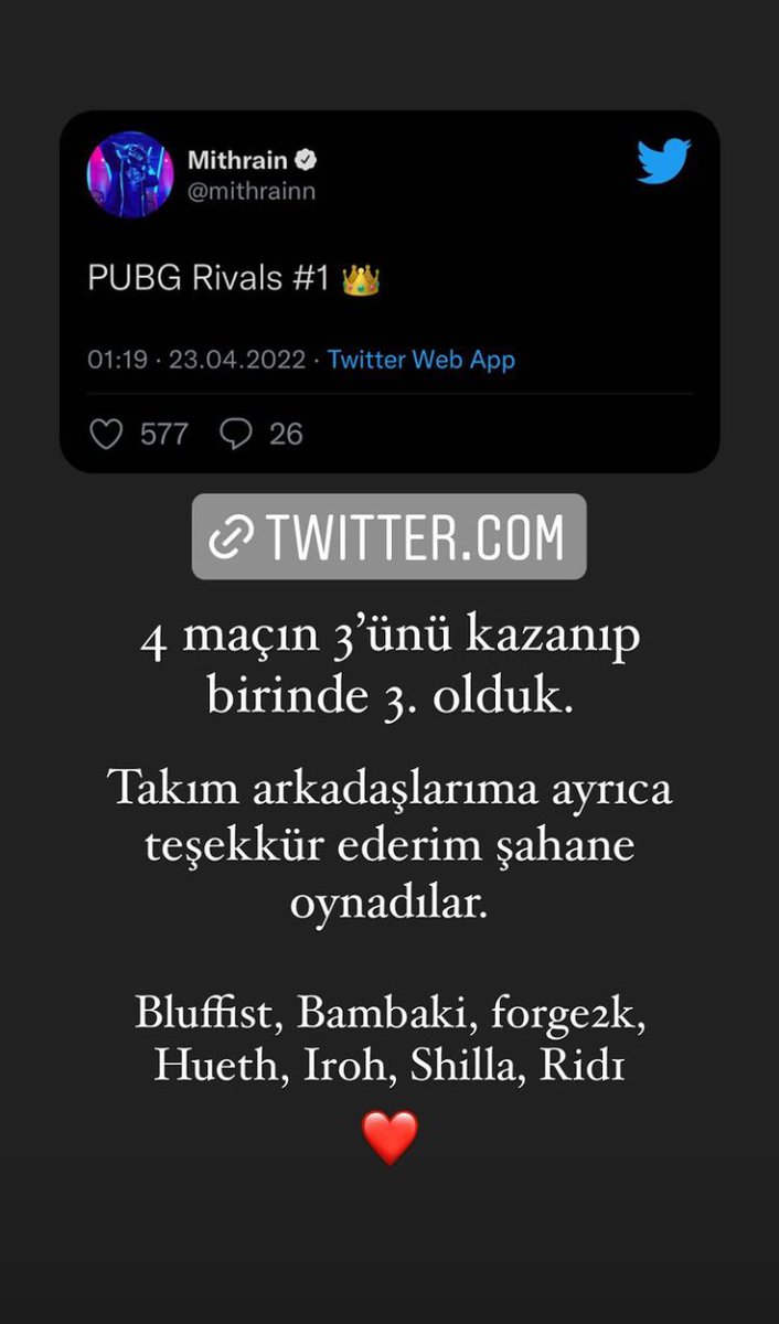 MirthArroww's tweet photo. Pubg Rivals #1 👑
MİTHRAİN 💪❤ https://t.co/YxYzhOYv3V