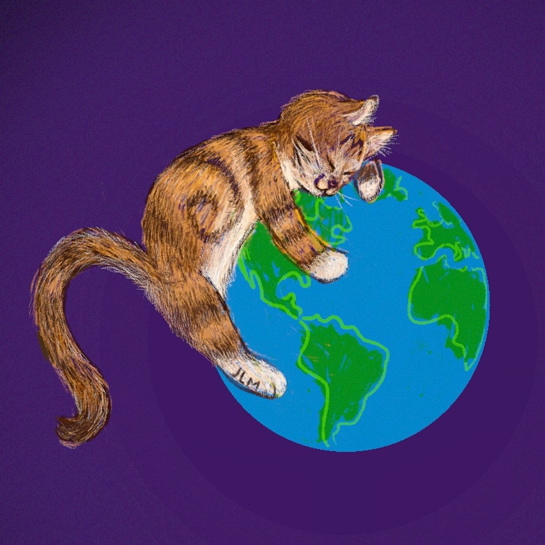Maui ♡'s #Earth 🌎
=^.^= 

#EarthDay #Illustration #MotherEarth #Cats #MauiTheCat #Earthling