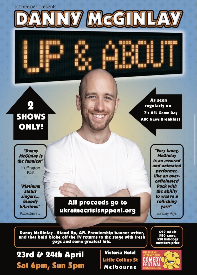 This is happening tonight and tomorrow. Some tickets still available - all proceeds going to Ukraine! comedyfestival.com.au/2022/shows/up-…