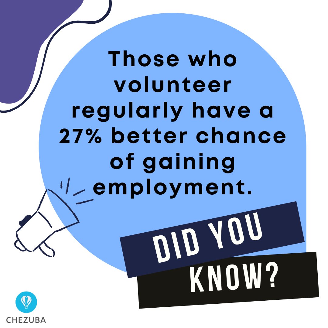A good deed done, never goes unnoticed. Volunteering with a nonprofit can give you just the edge you need for your resume to stand out.
Visit us at bit.ly/3KVeNHs to explore your volunteer opportunities.
#volunteering #impact #chezuba #nonprofit #volunteerism #didyouknow