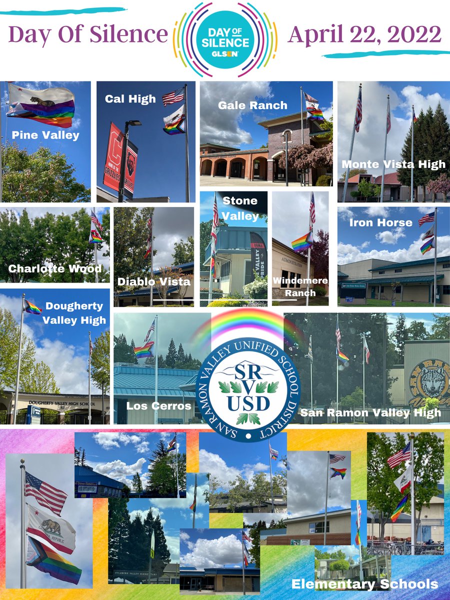 Today all of our sites flew the Progress flag to honor the Day of Silence. Students took a daylong vow of silence to show empathy &amp; support for those students who feel voiceless &amp; isolated, especially LGBTQ+ students. Here are some amazing photos from today! #SRVUSDisthePlaceToBe