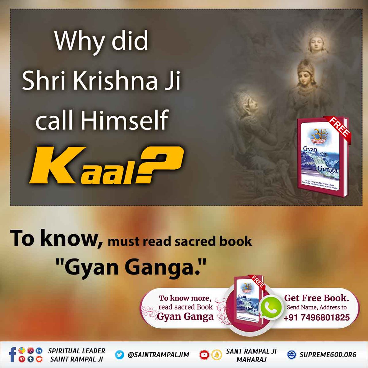 #Books_For_InnerPeace
Why did Shri Krishna Ji call Himself Kaal?

To know, must read sacred book "Gyan Ganga."