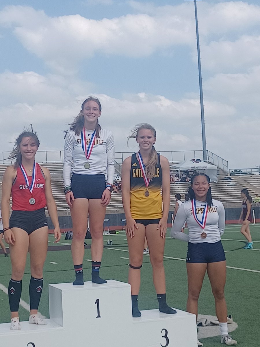 Missed some podiums but we added Bethany Penrod in the 800-2:33(3rd)and 1600-6:00(4th), Vania Martinez 1600-5:32 (1st), Barrett Boyd 100 hurdles-15 44(1st) and Lauren Stuard in the 100-12:76(3rd).