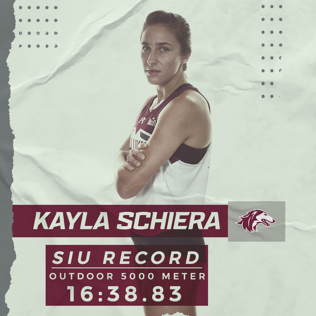 SIU_TrackXC's tweet photo. 🚨𝐀𝐍𝐎𝐓𝐇𝐄𝐑 𝐎𝐍𝐄🚨

Kayla Schiera wins the women's 5000 Meter run and sets a new SIU record with a time of 16:38.83!!
   》Previous record was set in 1981 
   》Beat the previous record by nearly 6 seconds
   》Schiera's 4th SIU record this season

#Salukis https://t.co/7az4dCxLJW