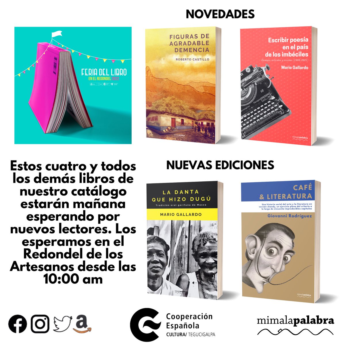 mimalapalabraEd's tweet photo. Mañana: de 10:00 am en adelante en el Redondel de los Artesanos.
Todos nuestros libros a precios especiales. https://t.co/DpPmvhW2c0