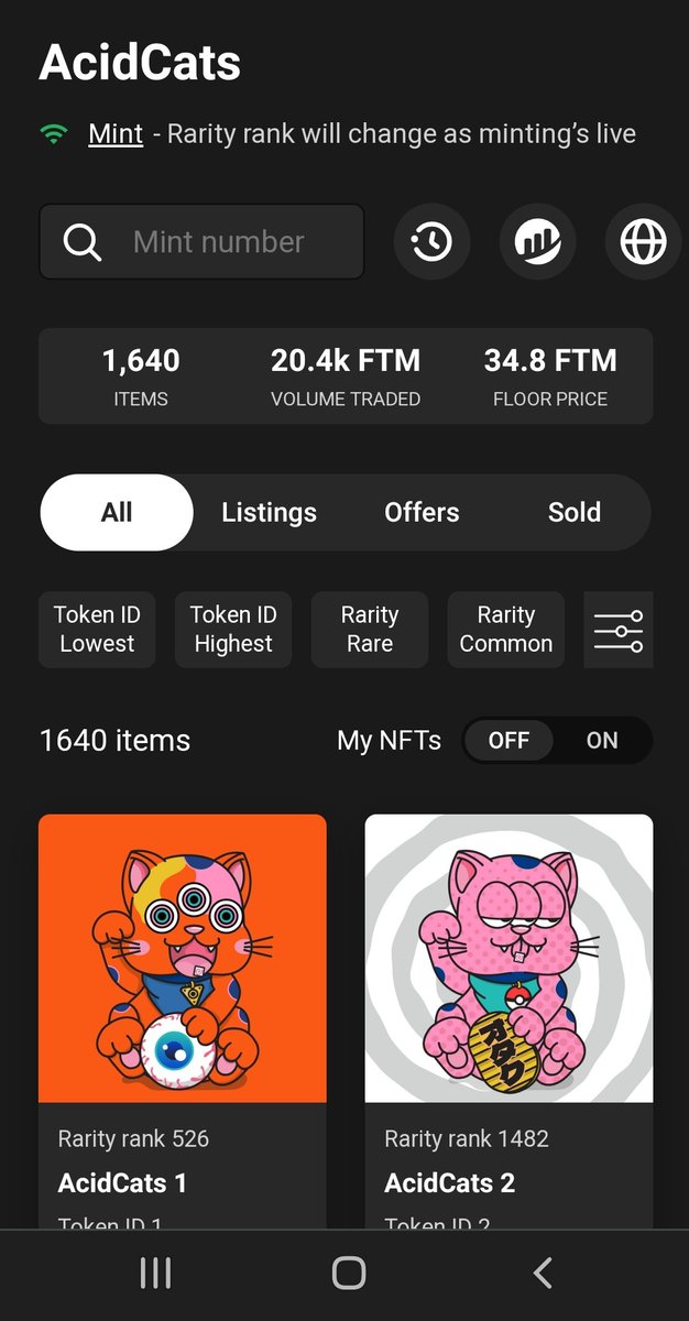 AcidCats Phase 2. 20k $ftm volume has been traded on @NFTKEY What a testament to the incredible community we have here on <a href="/FantomFDN/">Fantom Opera</a>
