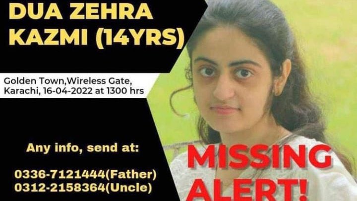 A_Rizvi110's tweet photo. Thinking of Syed Mehdi Ali Kazmi &amp; Saima Ali Kazmi, the pain they are going through 💔 … May #DuaZehra safely returns home 🤲 Aameen. 
We appeal @GovtofPakistan to
#FindDua #RecoverDuaZehra. 
No parents should go through the pain her parents are going through. https://t.co/YlVHxwoXOg