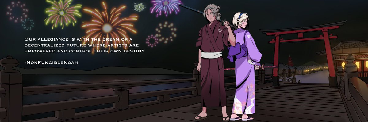 Azuki Custom Banner #4 &amp; #5 I made for <a href="/R_jayyyyyyy/">Rjay</a> and his lovely gf featuring Azuki#9945 &amp; Azuki#5189.

“Take us to the Summer Festival in Japan to see the fireworks💥 ”
— R-jay.eth

Hope you enjoy the fireworks and must go see it IRL! 🎆
<a href="/AzukiOfficial/">Azuki</a> #Azuki #AzukiArt #NFT