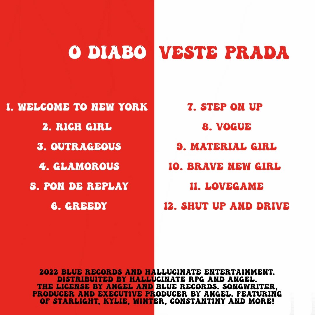 Angel_rpg0's tweet photo. The soundtrack from Devil Wears Prada is finally on all digital platforms! I decided to release the soundtrack first to give you guys a taste of the movie! I really hope you like it, see you soon❤

(RPG • @RHallucinado - @contagemhallu)
(TAG • #SH7 - #AlbumH7) https://t.co/xyiFjaw0kp
