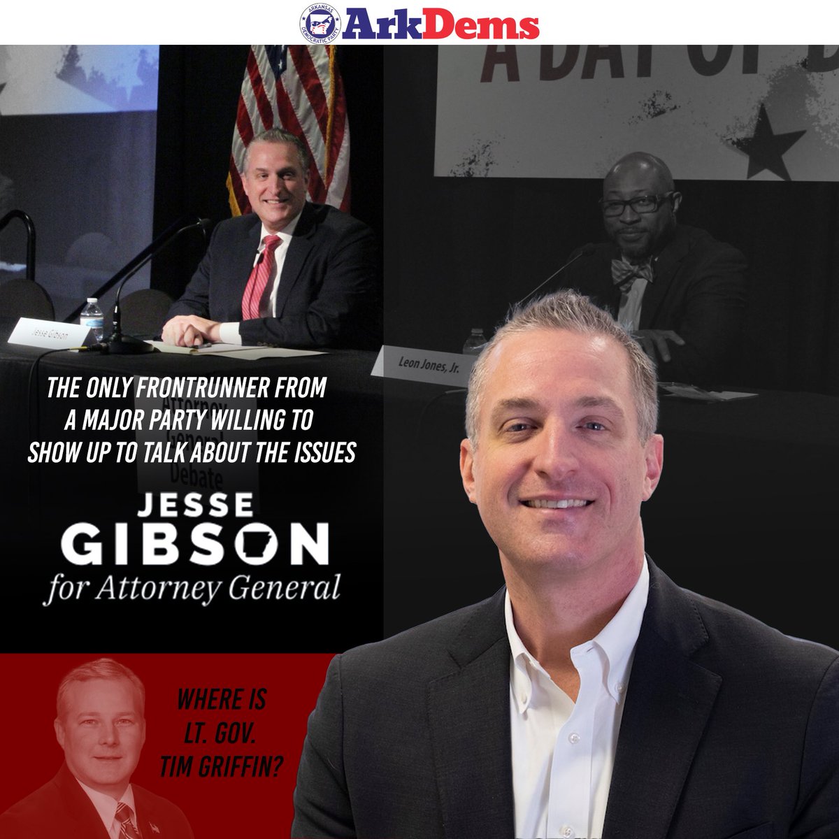 Jesse Gibson is running for Attorney General to be the people’s lawyer. Tim Griffin had a failure to appear at this week’s Arkansas Press Association debate — breaking a long string of candidates showing up to answer questions for voters. #MissingGriffin