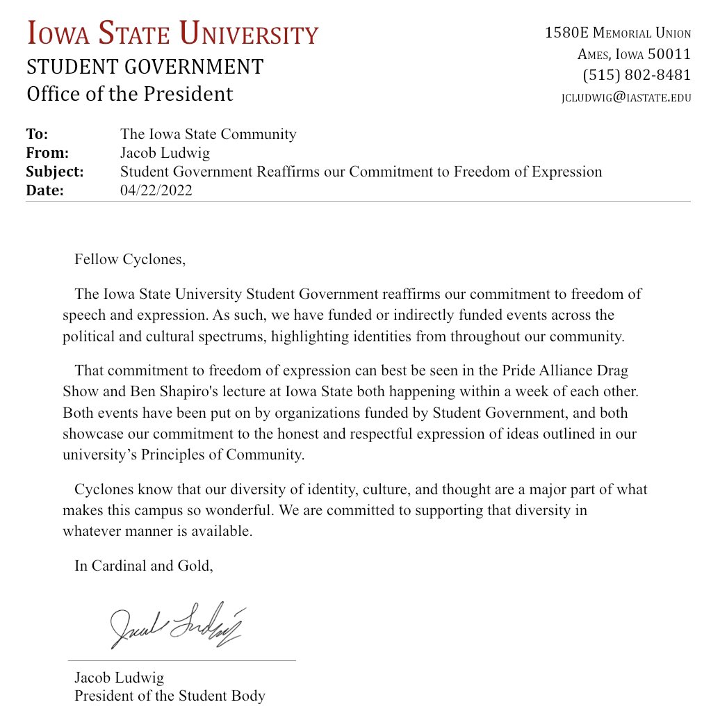 Iowa State University Student Government tweet media