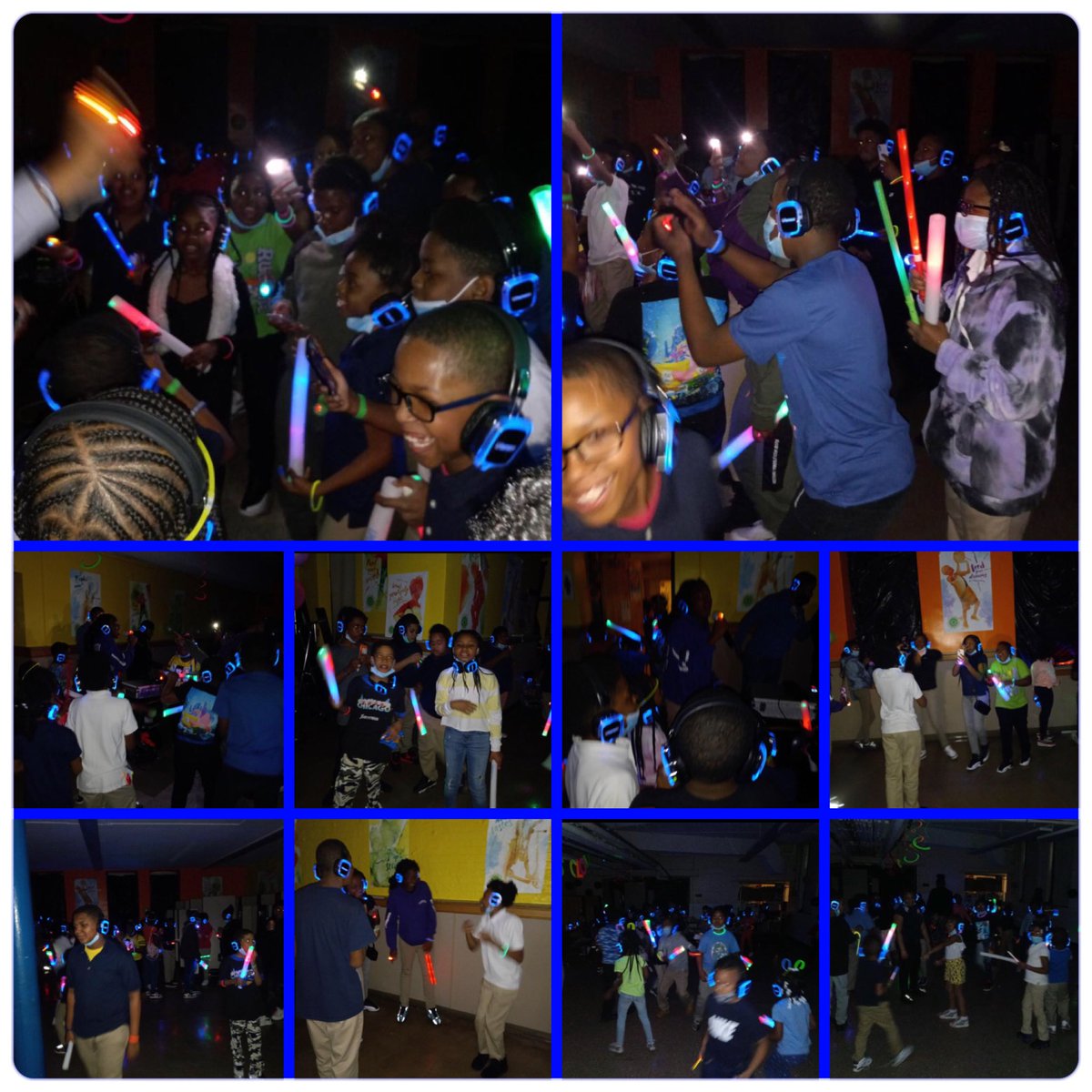 Today scholars participated in an afterschool Glow Party with a Silent Party dj with the headphones that glow to support the event. The event was implemented in an effort to support attendance and on-track metrics. Scholar had a GREAT time. 👏🏽👏🏽👏🏽