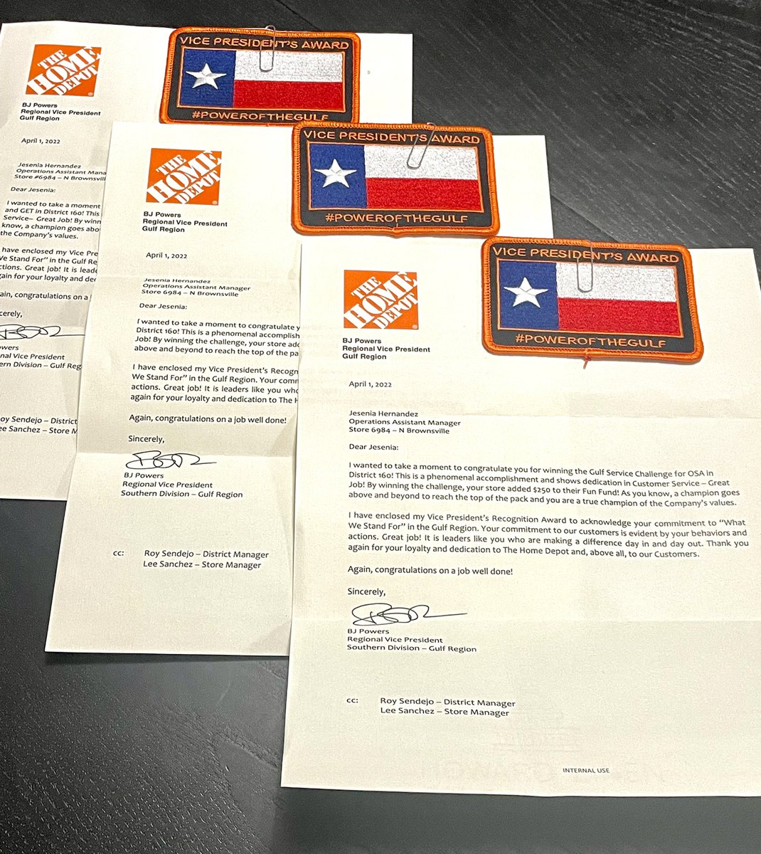 #6984 Received these in the mail today . What a nice surprise it was . Proud to be part of the Home Depot Family and our Strong Core Values . Thank you BJ <a href="/SendejoRoy/">Roy</a> <a href="/LeeRoy1122/">Lee Roy Sanchez</a> <a href="/crodzd/">CrodzD-160</a> <a href="/DeyaniraSolis7/">Deyanira Solis</a> <a href="/BeaMartz6984/">Beatriz Martinez</a> <a href="/miked633227/">miked633227</a> <a href="/CourtneyMKorkow/">Courtney Korkow</a> <a href="/melaniepayneTHD/">Melanie Payne</a>