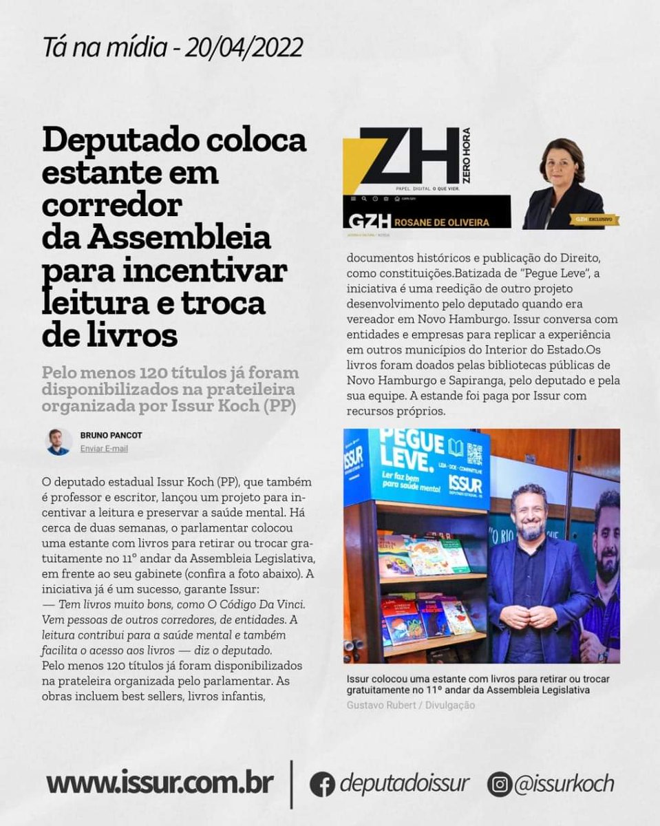 oissur's tweet photo. PEGUE LEVE. ZH destaca nossa iniciativa pela promoção da leitura e da saúde mental. https://t.co/Gy3V24kUAH