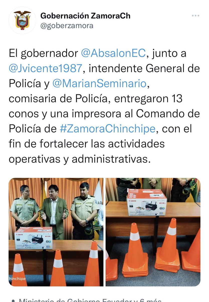 PolloMoralesEC's tweet image. A dormir 🥱 tranquilos compatriotas 🇪🇨, se invirtió en 13 conos y una impresora.