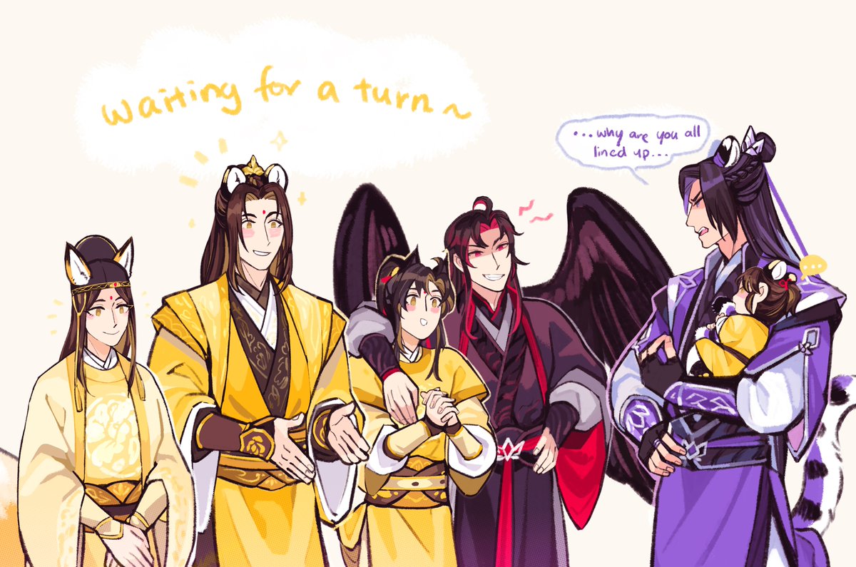 multiple boys animal ears chinese clothes tail black hair long hair 4boys  illustration images