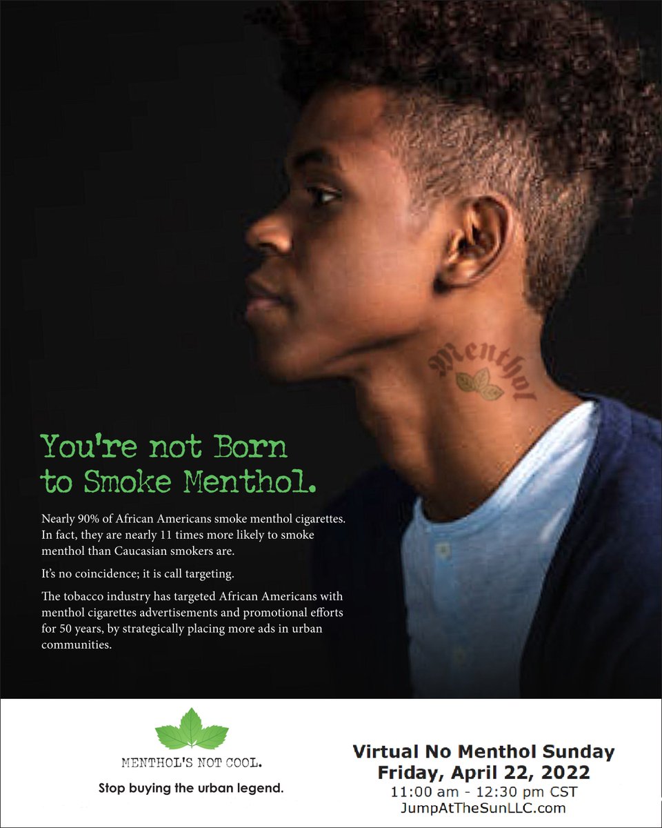 AbovetheHustle1's tweet photo. Menthol cigarettes have a horrific toll on the Black community. And it's no accident. It's a conspiracy to use deceptive and even illegal practices to sell additive menthol brands to our children. Hear the real story. @WAATPNTalk #NoMentholSunday https://t.co/2n2zvAn0U0 #Quit2Day https://t.co/Q6RHLSwTmL