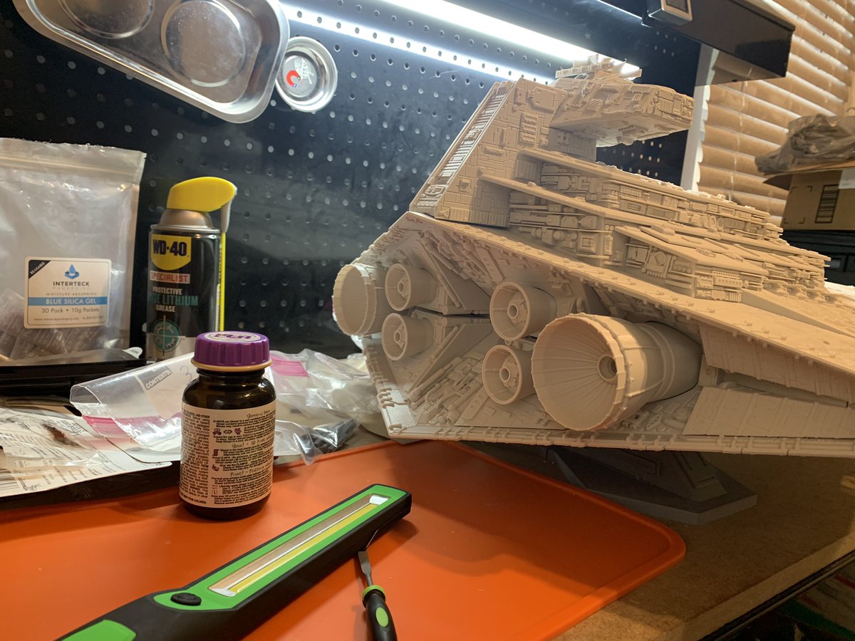 Gamer260's tweet photo. It’s 99% Done with 2 parts left but was printed on the @Prusa3D MK3, 4 and half months of work uses 9 rolls of @PrintedSolid design white and held together with @3DGloop this model by @Gambody_com is a monster at 3 and half feet long. @loyalmoses @joeltelling https://t.co/bnrIj7y6Px
