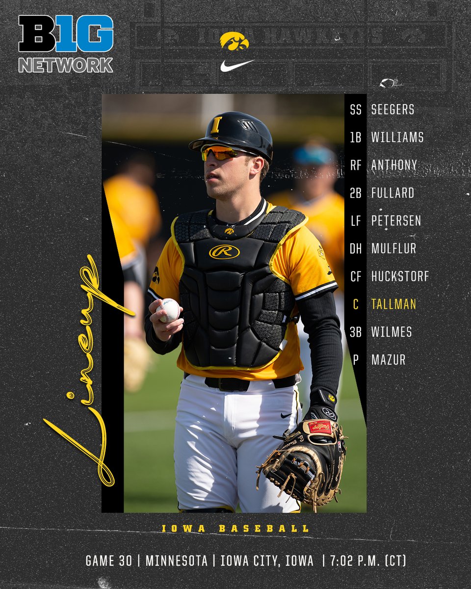 Game 30 came here in a blink... here are our starters!  #Hawkeyes

💻 BTN (foxs.pt/3KJ0q9j)
📻 The Varsity Network app  
📊 bit.ly/3KMGhyU